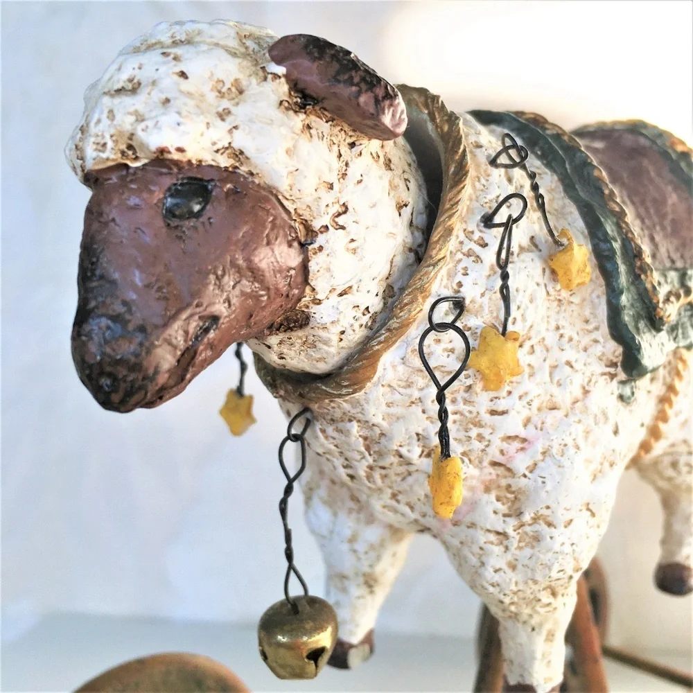 ROCKING Sheep ART FIGURINE  on Rolling Wheels